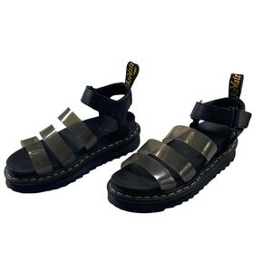 Dr. Martens Blaire Jelly Platform Sandals Black Smoked Grey Womens 6 EU 37